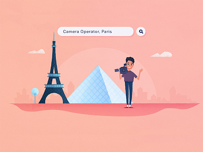 Camera Operator 2d animation camera character eiffel tower explainer film gif illustration louvre movidiam paris