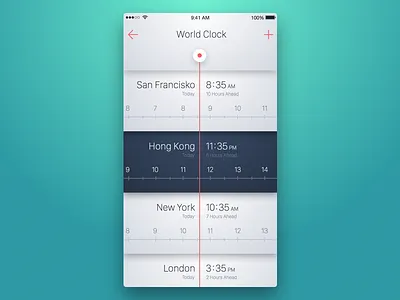6th Week (Friday) - World Clock app clock free global mobile sketch themeforest time time zone timezone watch zone