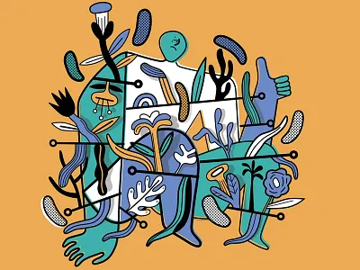 Ok barcelona colours diegomarmolejo drawing flat hand head plants print yellow