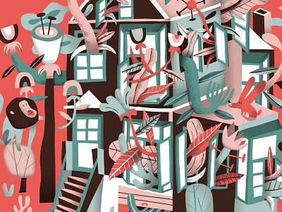 Houseofpets barcelona character colours diegomarmolejo drawing house illustration marmolejo pets print red vector
