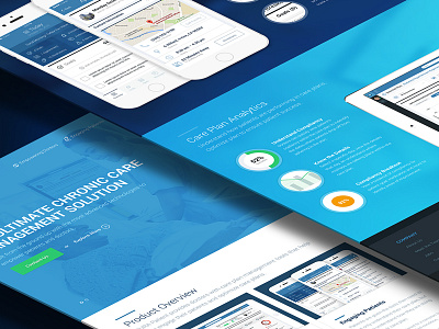 One Page Product Website analytics branding care management care plan clean health minimal product ui ux website