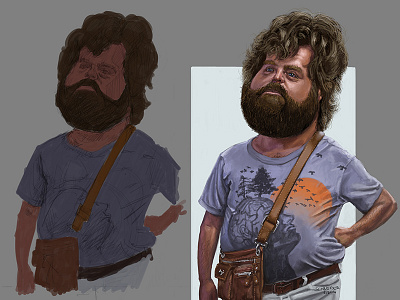 Alan Caricature (Hangover) alan caricature drawing galifianakis garner hangover illustration painting portrait sketch wip zach