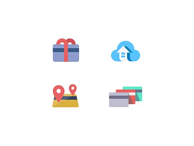 Giftcard Icons cloud flat gift card icon location