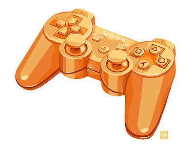 Gold gamepad art digital art drawing gamepad gold illustration ps3 texture