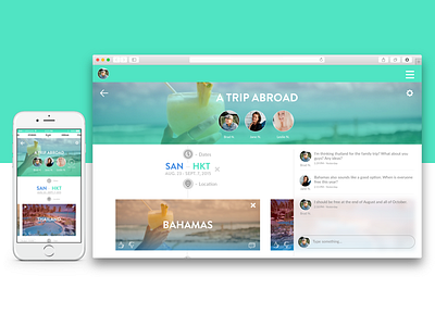Travel App chat collaborative group ios pop timeline travel trip web