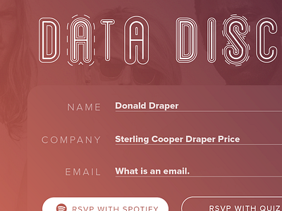 RSVP form button data form gradient mad men rsvp typography web webpage