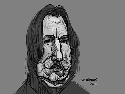 Alan Rickman Caricature alanrickman caricature drawing harrypotter illustration painting portrait rickman sketch snape wip