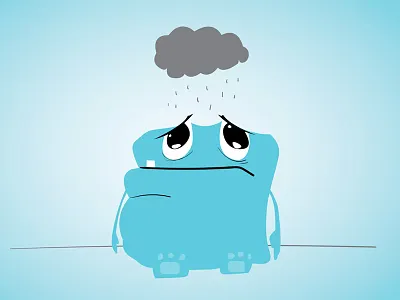 The emotion saddness drawn emotion flat illustration monster sad sadness unhappy vector