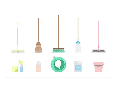 Floor Cleaning Supplies broom bucket clean cleaning floor hose illustration infographic menards mop supplies