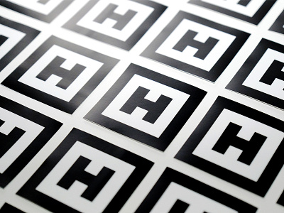 Stickers! branding geometry h jonathan howell letter logo logo design minimal photography square sticker mule stickers