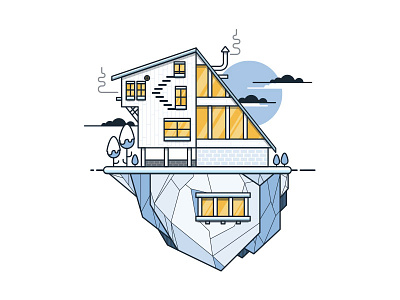 Winter House cabin cool home house illustration snow winter
