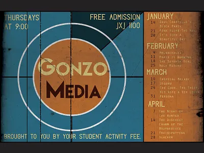 Gonzo Media Poster 2 grunge poster print schedule