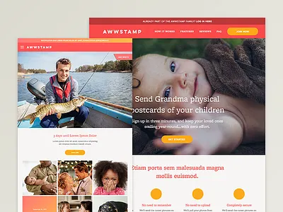 Awwstamp UI app babies kids landing page photos ui website
