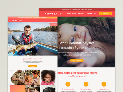Awwstamp UI app babies kids landing page photos ui website