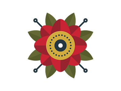 Folk Mandala Rose flat flower folk illustration mandala rose simple