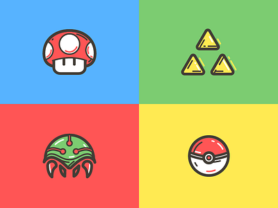 Nintendo illustration mario metroid mushroom nintendo pokeball pokemon triforce vector zelda