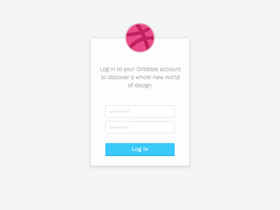 Dribbble Log in card form login signup sketch