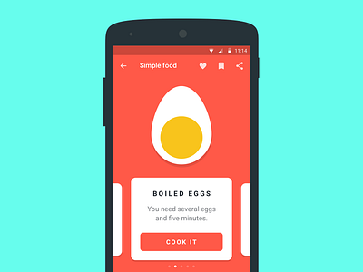 Recipe 040 android app card dailyui illustration material design minimal mobile recipe ui