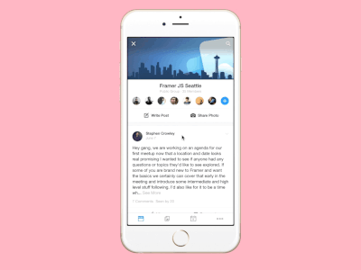 Facebook Groups Animated Prototype animation design framerjs ui