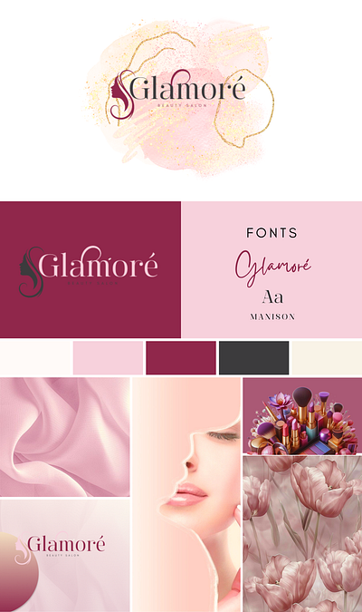 Glamoré - Beauty Salon App Branding & Logo Design branding canva color paletter design thinking graphic design logo logo design texture typography ui visual design