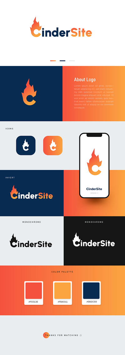 CinderSite Logo Branding a logo design branding c fire logo c logo design design graphic design letter c logo logo logo design minimal logo design modern logo tech logo