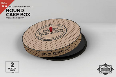 Paper Round Cake Box Packaging Mockup bakery box box packaging mockup boxes branding cake cake box packaging mockup fastfood gift kraft package packaging packaging mockup paper pastries rigid sweets