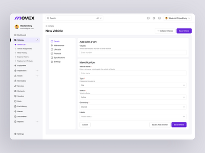 Movex SaaS - Add Vehicles clean design dashboard delivery driver driving filllodesign fleet fleet activity maintenance management minimalistic moving transportation ui design ui ux ux design