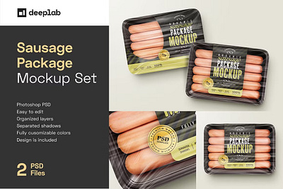 Sausage Package Mockup Set background beef cooking food lunch meal meat mockup mockup set pack package package mockup package mockup set packaging pork product sausage sausage package mockup sausage package mockup set template