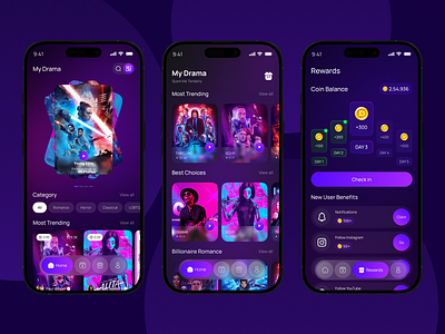 Movie Streaming Mobile App UI Design app design audio player clean dark mode ios live mobile mobile app movie music netflix podcast popular short video app social media streaming streaming app ui ui ux video