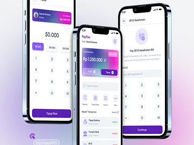 PayFlex - Finance and Topup App clean finance mobile mobile ui modern payment pembayaran purple soft topup ui uiux ungu