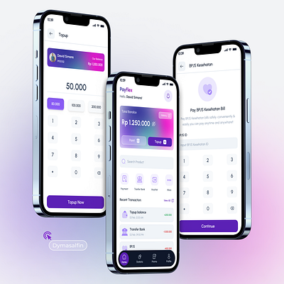 PayFlex - Finance and Topup App clean finance mobile mobile ui modern payment pembayaran purple soft topup ui uiux ungu
