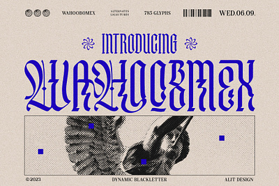 Wahoobomex Dynamic Blackletter blackletter design font fonts letteing typeface