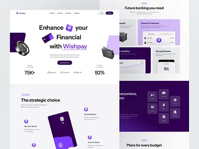 Wishpay - Finance Landing Page animation b2b banking clean dipa dipa inhouse ewallet finance financial fintech landing page modern motion graphics saas ui ux wealth management web design website