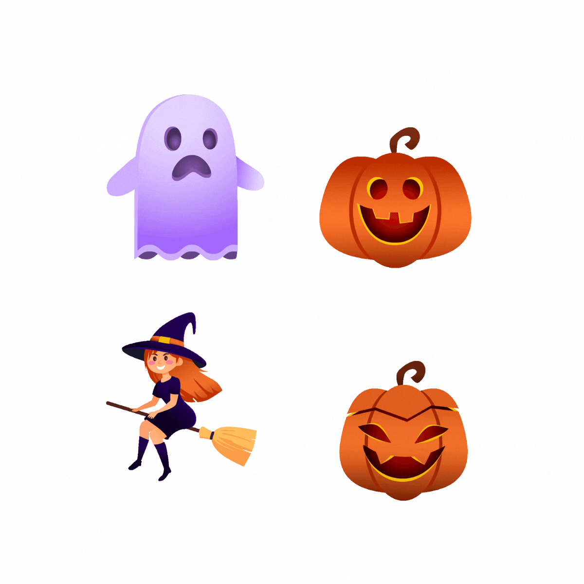 Halloween Sticker Animation animation bat cartoon cartoon illustration cute cute illustration ghost gif animation halloween illustration potion pumpkin sticker sticker animation witch