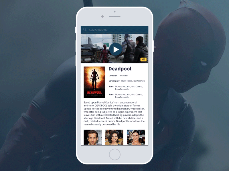 Concept Movie App animation app deadpool movie teaser