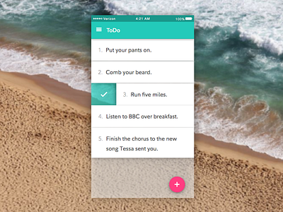 ToDo App app design flat gesture ios material pink shadow slide todo ui ux