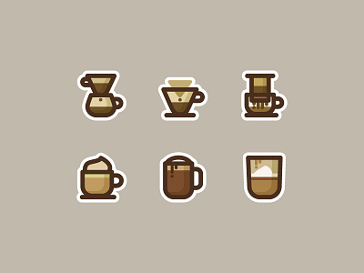 Dripapp's Coffee Icons aeropress affogado chocolate coffee drink drip hot icon illustration mocha v60