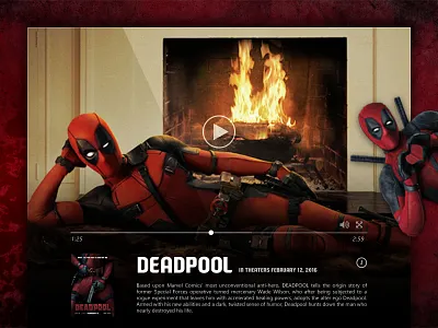 Day 016 - Video Player audio deadpool flat marvel media movie play player trailer ui video