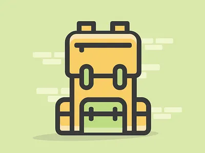 Back pack icon bag black green icon outline yellow