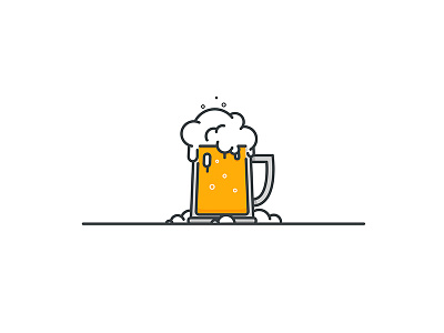 Glass of fresh beer beer glass line art