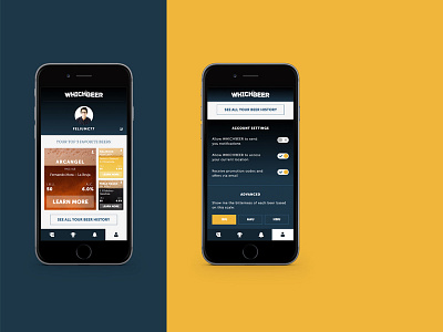 Whichbeer App 2shotsperweekui app beer craft crafted mobile settings ui user profile ux whichbeer