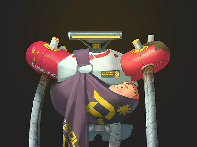 robot-rescuer concept 2d baby cg character concept art design digital art foxhide illustration rescuer robot save