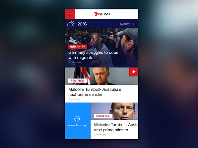 News Concept app articles concept design follow ios mobile news personal news ui ux vector