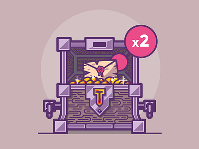 Dribbble Invite booty chest dribbble gold invitation invite letter message outline pirate reward treasure