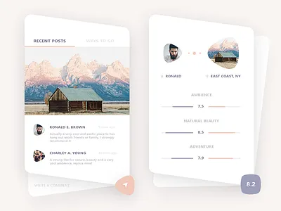Travel app glimpse app nature place post review travel traveler ui user