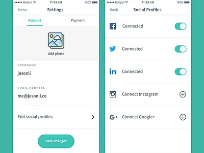 Daily UI #007 — Settings dailyui interface ios settings sketch ui