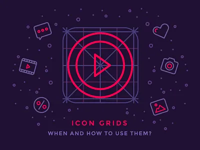 Icon Grids: When And How To Use Them? chat discount grid guidelines heart icon illustration outline photo picture play video