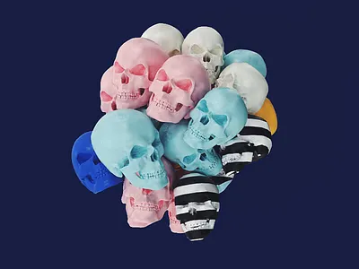 Bunch of Skulls 3d c4d cinema 4d made my day pattern render skull