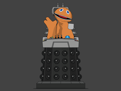 Under The Desk daleks davros dr who illustration rainbow zippy
