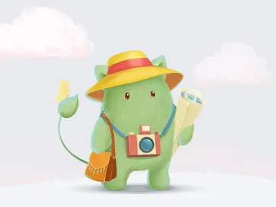 Little Traveler camera cartoon character cute fluffy hat jorney map photographer summer travel traveler